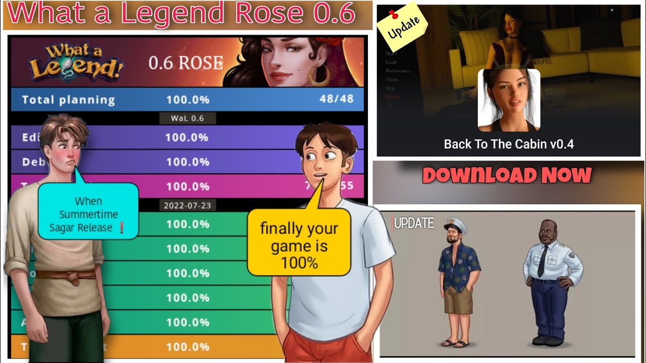 What a Legend Rose 0.6 Release Date,Back To The Cabin v0.4 Summertime Saga Pre Tech Update Release❗