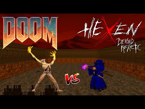 Arch-vile  vs Mage - CROSSOVER FIGHT - DOOM vs HEXEN Monster Infighting