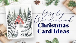Snowy Pines & Christmas Cabin Watercolour Tutorial Beginner Friendly!