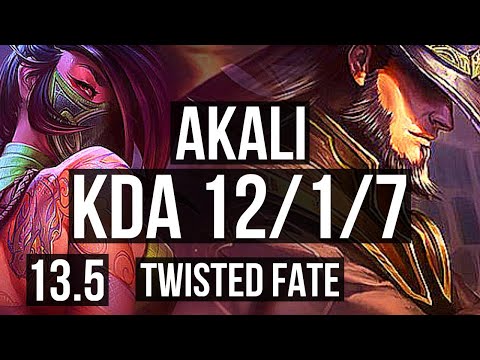 AKALI vs TWISTED FATE (MID) | 12/1/7, 800+ games, Legendary | KR Challenger | 13.5
