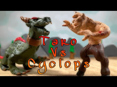 Taro vs Cyclops (claymation) 42,600 subs special (Ray Harryhausen monsters)