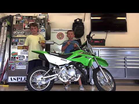 How to install a FMF Powercore 4 on KLX 110! Easy enough for two 8 year olds
