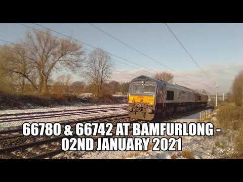66780 & 66742 at Bamfurlong   02nd January 2021