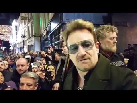 Bono (U2), Hozier, Kodaline, The Script, Glen Hansard Grafton Street busking Christmas Eve 2015