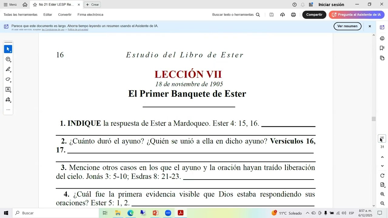 ESCUELA SABATICA 1905: EL LIBRO DE ESTHER. LECCION No. 7. Argenis Contreras.