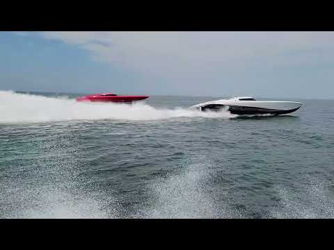 Outerlimits Powerboats SV50 and SV43 fly by.