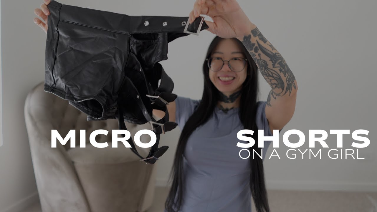 SUPER mini latex shorts try on haul! | Amber Tan