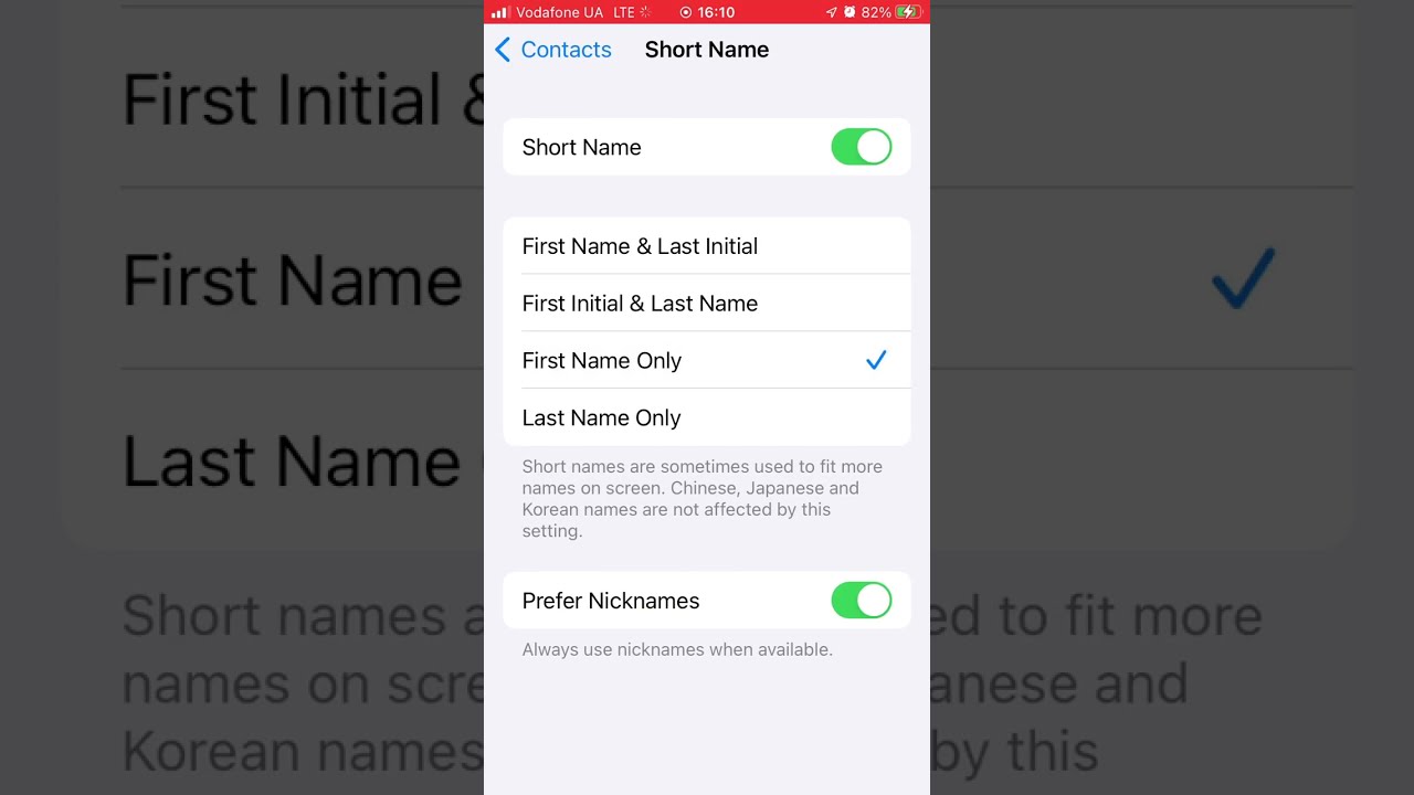 How to change how contacts are sorted and displayed on iPhone