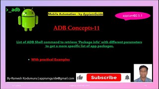 Download the video "#11 ADB Concepts | List of ADB Shell command to retrieve ‘Package info’ with different parameters"
