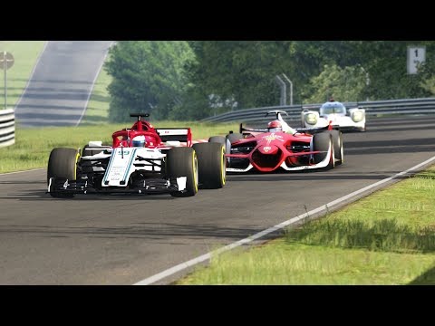 F1 Alfa Romeo C38 '19 vs F1 Ferrari Concept vs Porsche 919 Hybrid '16 at Nordschleife