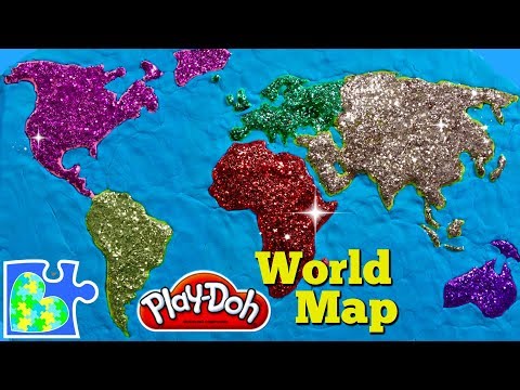 World Map for Kids:  Learn the Continents! Play-Doh Puzzle of The Earth