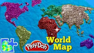 World Map for Kids: Learn the Continents! Play-Doh Puzzle of The Earth