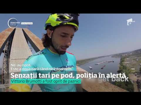 Un celebru cascador italian, senzații tari pe podul de la Cernavodă