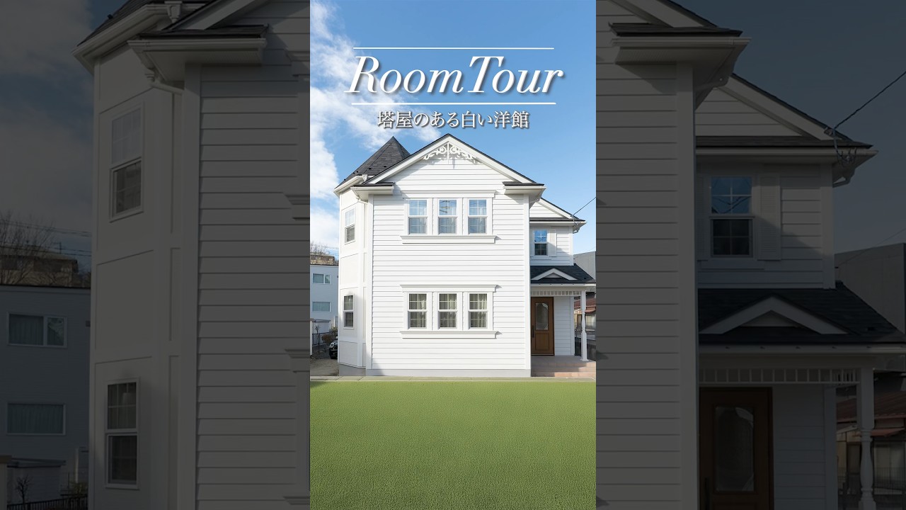 塔屋のある白い洋館。憧れの海外デザインと無垢床の家