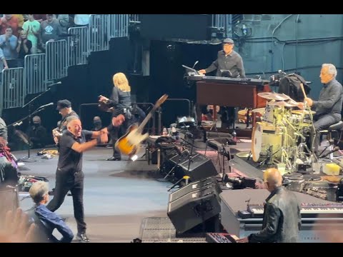 Bruce Springsteen throws guitar, nobody catches it