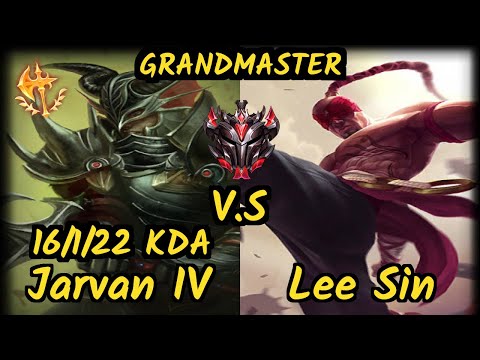 JAG Malrang (JARVAN IV) vs LEE SIN - 16/1/22 KDA JUNGLE GAMEPLAY - KR Ranked GRANDMASTER