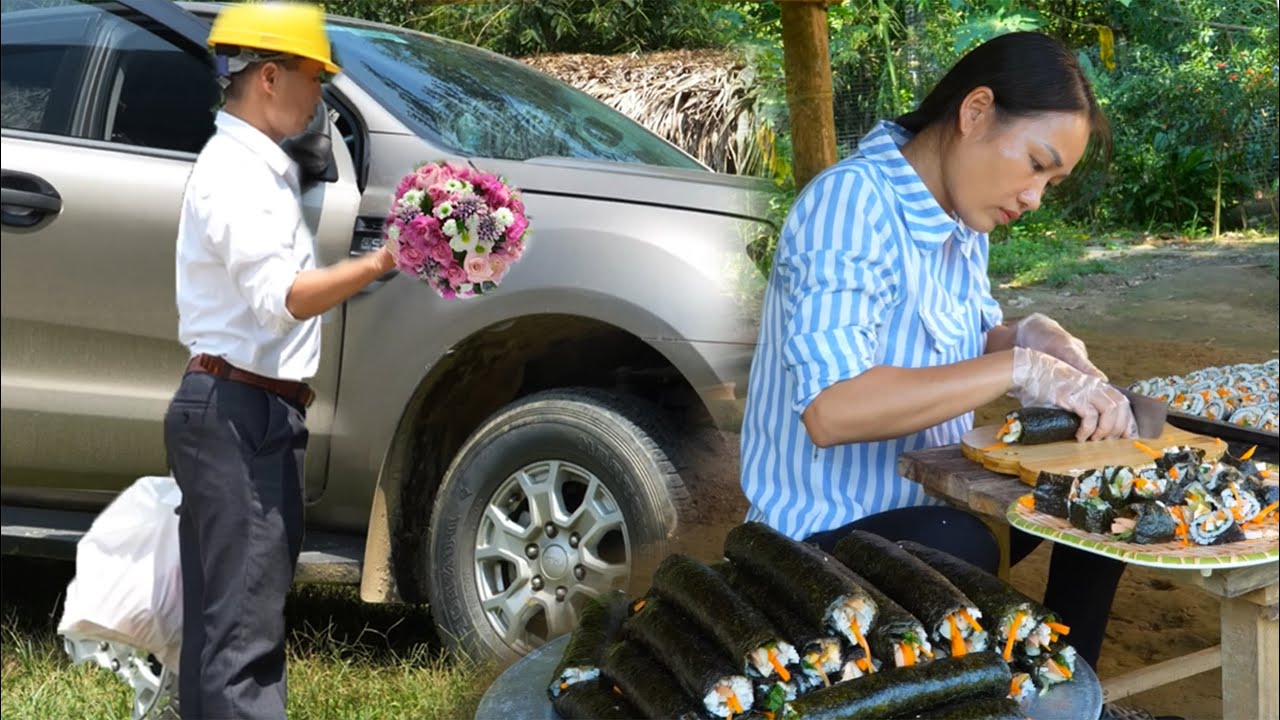 Passados ​​2 anos o marido regressa  Fazer Kimbap Coreano para Vender no Mercado   Ly Phuc An