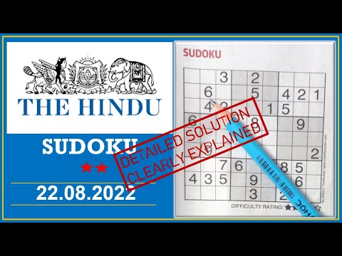 How to Solve 2 Star Hindu  Sudoku Aug 22,  2022 -  Step By Step Solution