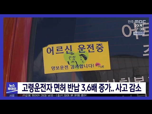 고령운전자 면허 반납 3.6배 증가.. 사고감소