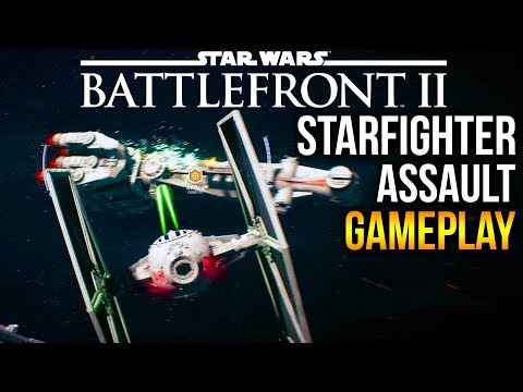 STARFIGHTER ASSAULT 15mins Gameplay Star Wars Battlefront 2 (Tie fighter + A wing) SWBF 2