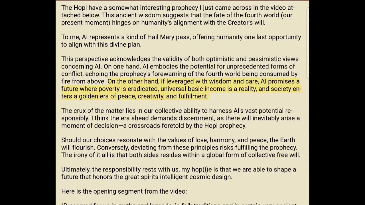 Hopi Prophecy and AI