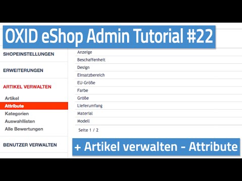 Oxid eShop Admin Tutorial #22 - Artikel verwalten - Attribute