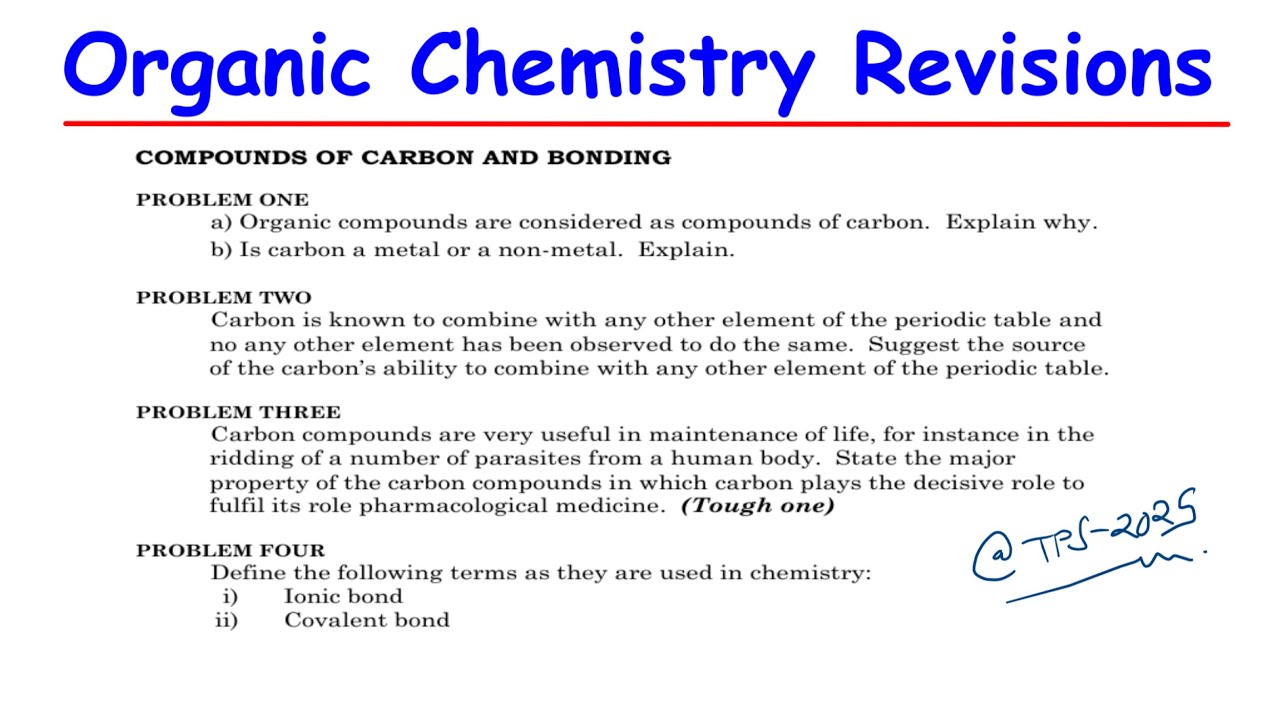 ORGANIC CHEMISTRY TUTORIAL SHEET REVISIONS.  APEX CHALALA.