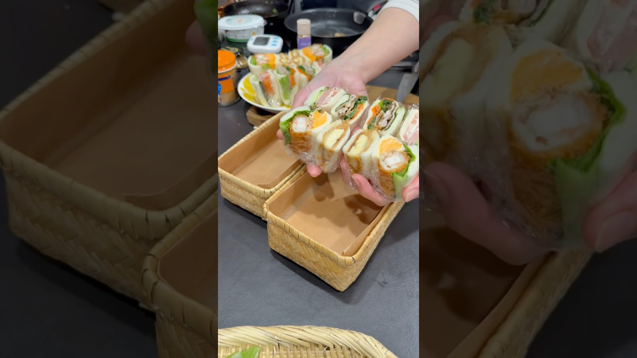 先日ノンストップさまに生出演させていただきました☺️👏　出し忘れのサンドイッチ弁当　お花見シーズン具材など参考になりますように☺️#lunch #料理 #bento #お弁当 #food #キキ弁