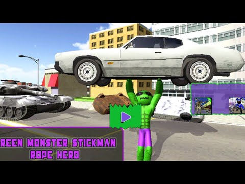 Green Monster Super Stickman Rope Hero Vice Town City Crime Simulator