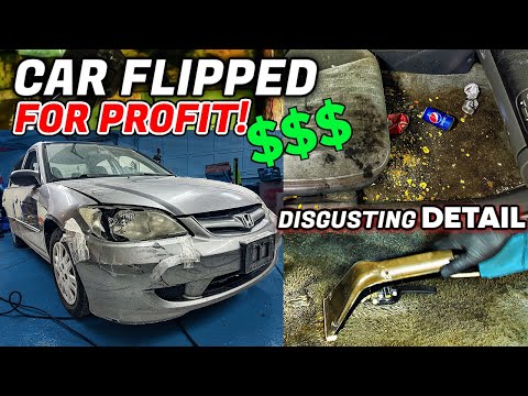 Flipping This $1000 Honda Civic For Profit $$$ Side Hustle! Disgusting Car Detailing Restoration