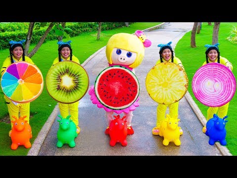 Five Little Babies Jumping On The Bed Song and Learn Fruits