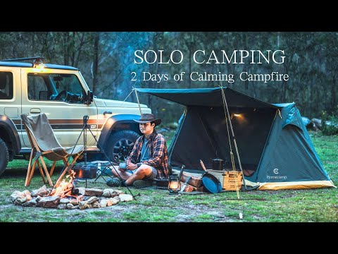 Relaxing Solo Camping ASMR - Campfire Cooking in Aussie Bush | Homecamp Twin View | Suzuki Jimny