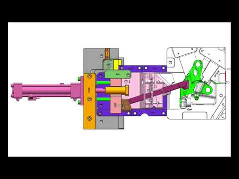 Mold action simulation slider with a decline lifter