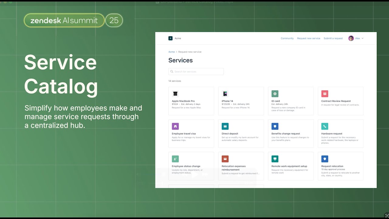 Service Catalog: A central hub for employee requests | Zendesk Product Spotlight