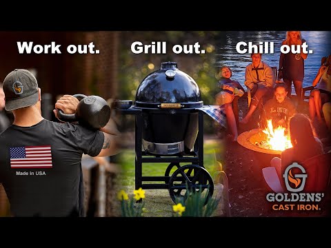 Goldens' Cast Iron Kamado Cooker Grill for BBQ & Recipes