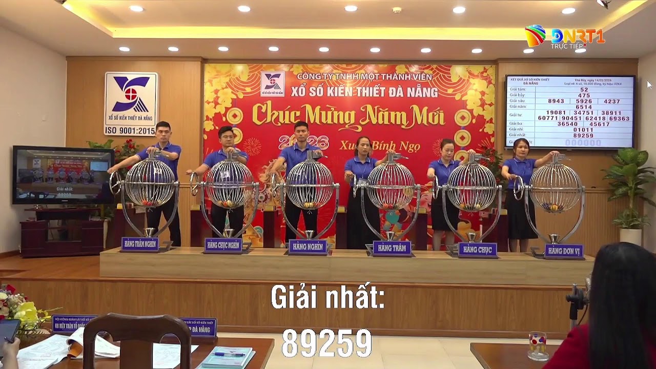🔴 Kết quả quay số mở thưởng Xổ số kiến thiết Đà Nẵng ngày 14/2/2026