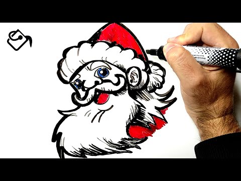 Comment dessiner une tête de père noël facile à dessiner, dessin VISAGE pere noel FACILE