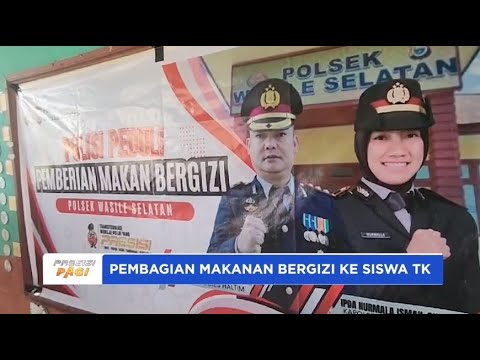 PEMBAGIAN MAKANAN BERGIZI KE SISWA TK OLEH POLSEK WASILE SELATAN