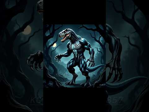 T-Rex and Venom fusion #ai #dinosaur #venom #shorts