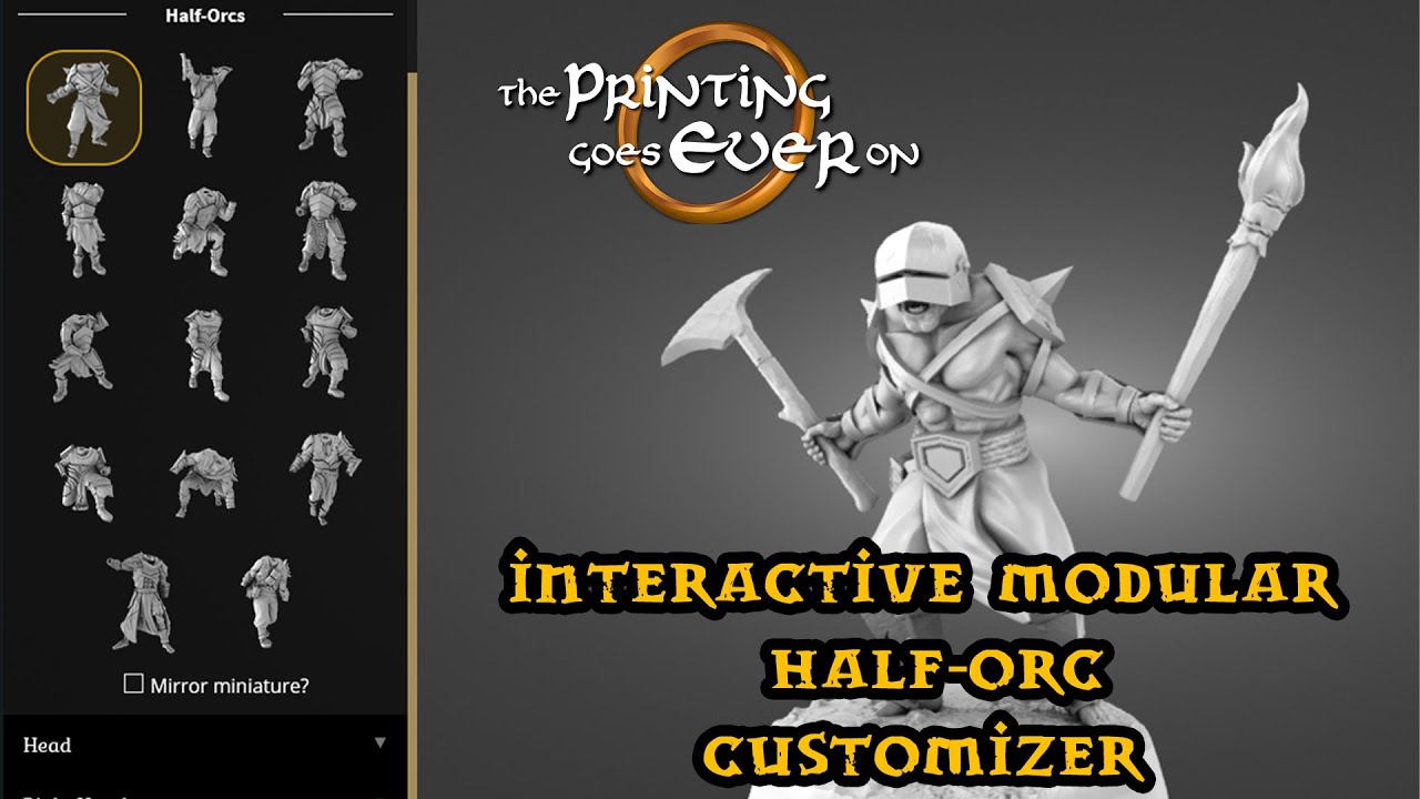 Modular Half-Orc Customizer - Tabletop 3D Printing