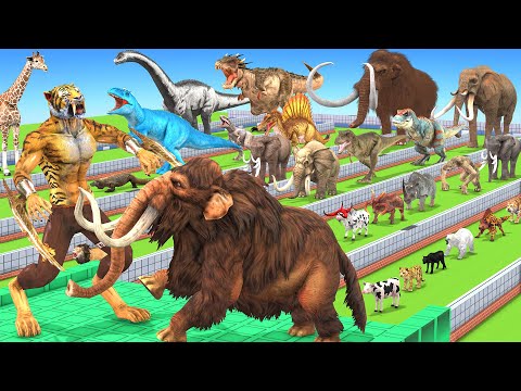 EPIC SABER TOOTH DEATHRUN The Toughest of All Animals Mammoth Dinosaurs Fight Animal Revolt Battle