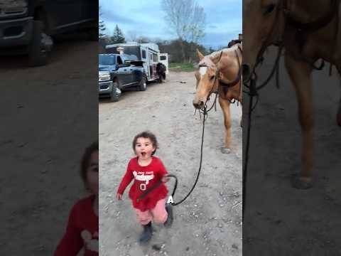 Reins Got Stuck… She Stayed Calm 🐴😲 #Horse #BraveGirl #LifeLesson