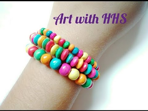 How to Make Colorful Beads Elastic Bracelet - Set of 3 - DIY Bracelet - Art with HHS Video
