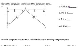 Day 9 HW   #1 to #6   Congruence Statements