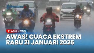 Waspada! Cuaca Ekstrem Rabu 21 Januari 2026, 17 Wilayah Terancam Hujan Lebat & Angin Kencang