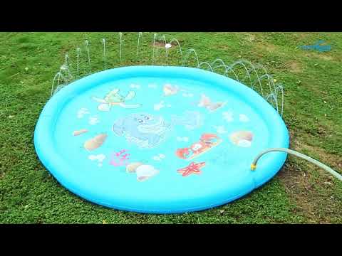 Sprinkler & Splash Pad For Kids 68IN Inflatable Blow Up Pool Sprinkle Play Mat