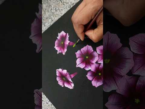 DELICATE 💫 Flower Painting PETUNIAS Acrylic Painting Flowers #shorts GREAT ART 😎