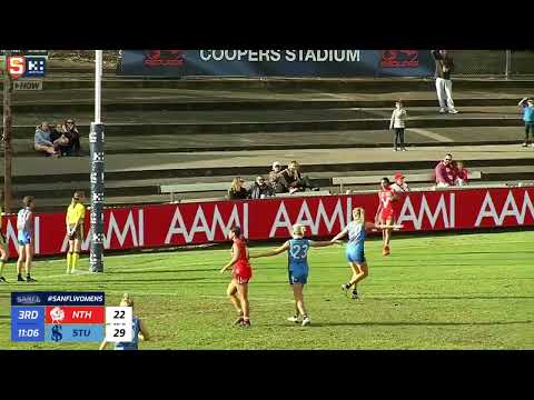 Hostplus SANFLW GF - North's Jade De Melo marks and kicks checkside goal