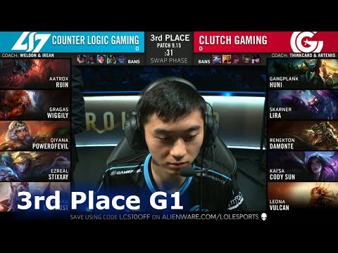 CLG vs CG - Game 1 | 3rd Place S9 LCS Summer 2019 PlayOffs | CLG vs Clutch Gaming G1