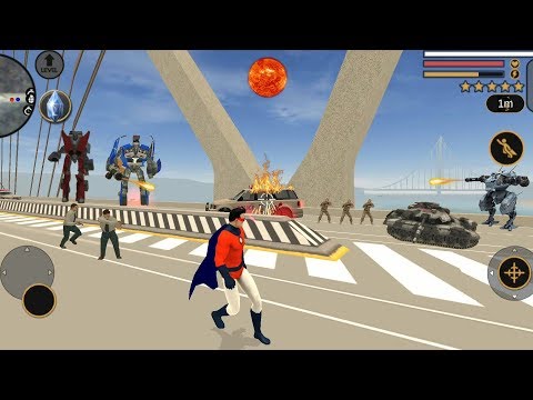 Vegas Crime Simulator (Superhero Fight Robot Car on bridge) Fire Gun Burned Robot Car - Gameplay HD